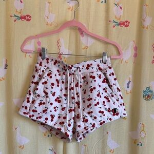 Champion White Cherry Print Women's Athletic Shorts